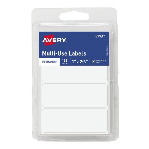 Avery 6113 All-Purpose Labels, 1 x 2.75 Inches, White, Pack of 128 1 Pack