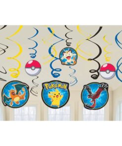 Amscan 12 Count Pokemon Foil Swirl Decorations, Multicolor 11 61v 0yGMkAL