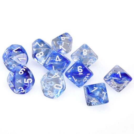 Chessex Nebula Dark Blue/White D10 Dice Set (10)