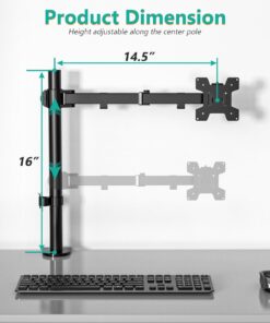 WALI Single Monitor Mount, Single Monitor Arm Desk Mount,Desk Monitor Stand, Holds Screen Up to 27inch, 22lbs, Adjustable Mount with C-CLAMP Designed for Home Office Application(M001), Black 16 inch Tall 23 61v3xO6MplL