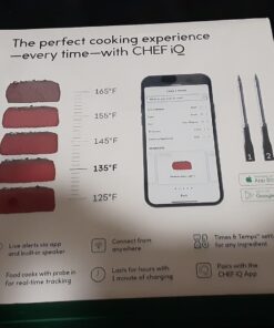 CHEF iQ Smart Wireless Meat Thermometer with 2 Ultra-Thin Probes, Unlimited Range Bluetooth Meat Thermometer, Digital Food Thermometer for Remote Monitoring of BBQ Grill, Oven Hub + 2 Probes (2023) 73 61v557fcNdL