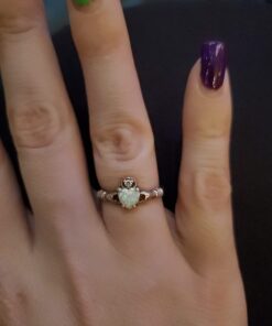 Oxford Diamond Co Sterling Silver Irish Claddagh Simulated Gemstone Promise Ring Available Lab Created White Opal 7 25 61v59boW9rL