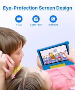 ApoloMedia Kids Tablet, 7 inch Android Tablet for Kids, Toddler Tablet with Bluetooth, WiFi, Parental Control, Dual Camera,3GB RAM 32GB ROM, Blue 12 61v61sGFBPL