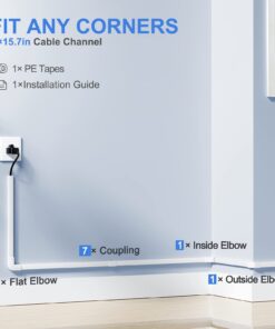 125in Cord Hider/Cover Wall - Yecaye One-Cord Channel Cable Concealer - Easy Install Cable Management System for Max 2 Small Wires, Cable Raceway Home Office, 8X L15.7in W0.59in H0.4in, White 29 61v7iRrXvfL