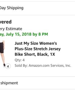 Just My Size Plus Size Women's Stretch Jersey Bike Shorts, Pull-On Bike Shorts, 9" 1X Black 22 61v7utZ30L