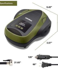 TEROMAS Portable DC/AC Tire Inflator Air Compressor for Car Tires 12V DC and Other Inflatables at Home 110V AC, Digital Electric Tire Pump with Pressure Gauge (Green) Green 18 61v7wQxD27L