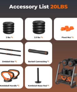 FEIERDUN Adjustable Dumbbells, 20/30/40/50/70/90lbs Free Weight Set with Connector, 4 in1 Dumbbells Set Used as Barbell, Kettlebells, Push up Stand, Fitness Exercises for Home Gym Suitable Men/Women A.20LB(10LB Pair) 16 61v9O1euNL