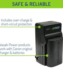 Wasabi Power LP-E6, LP-E6N Battery (2-Pack) and Charger for Canon EOS 5D Mark II/III/IV, 5DS, 5DS R, 6D, 6D Mark II, 7D, 7D Mark II, 60D, 70D, 80D, 90D, R, R5, R6, Ra, XC10, XC15, BMPCC 4K, BMPCC 6K 2 Batteries + Charger 23 61v9rPn8WVL