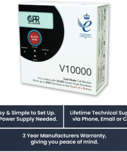 CPR V10000 – Whitelist Call Blocker. Landline Phone Call Blocker. Dual Mode Protection. Pre-Loaded with 10,000 Known Robocall Scam Numbers - Join Our Mission to Create a spam Free Community Black 14 61vClK3bzeL