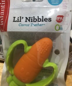Infantino Lil' Nibbles Textured Silicone Baby Teether - Sensory Exploration and Teething Relief with Easy to Hold Handles, Orange Carrot, 0+ Months 31 61vF7eDRDjL