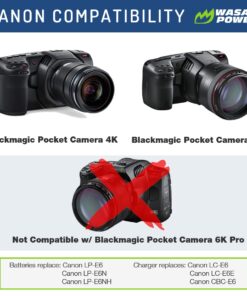 Wasabi Power LP-E6, LP-E6N Battery (2-Pack) and Charger for Canon EOS 5D Mark II/III/IV, 5DS, 5DS R, 6D, 6D Mark II, 7D, 7D Mark II, 60D, 70D, 80D, 90D, R, R5, R6, Ra, XC10, XC15, BMPCC 4K, BMPCC 6K 2 Batteries + Charger 21 61vFLgKhxxL