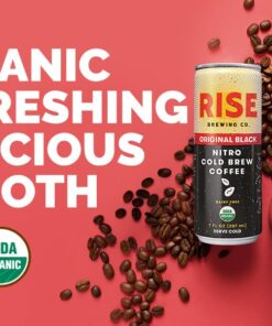 RISE Brewing Co. Original Black Nitro Cold Brew Coffee, Sugar, Vegan, Organic & Non-GMO, Low Acidity, 7 fl. oz. Cans (12 Pack) 7 Fl Oz (Pack of 12) 22 61vFeROP2L 2