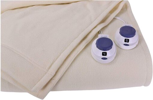 SoftHeat - Twin Micro-Fleece Heated Blanket - Luxuriously Warm & Soft Electric Blanket, Patented Low-Voltage Technology (Natural, Twin) Natural