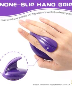 Alternative view of CeleMoon Cat Brush with Soft Rubber Pins, Washable Silicone Pet Brushes for Indoor Cats Grooming Shedding Massage Bath, No Scratching Removes Hair Mats Tangles and Loose Fur for Short to Long Haired Purple