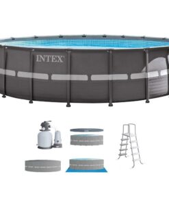 Intex 18ft X 52in Ultra Frame Pool Set with Sand Filter Pump, Ladder, Ground Cloth & Pool Cover 31 61vOe1f1CBL 1