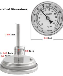 3" Dial 2" Probe FERRODAY 1/2 NPT Stainless Steel Thermometer Dial Thermometer 1/2 NPT Homebrew Kettle Thermometer Weldless with O-Rings 0-220ºF Kettle Thermometer Stainless Steel Brew Pot Thermometer 15 61vOpYEop7L