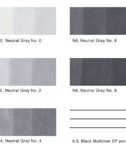 Copic Sketch Alcohol Marker 5 Colors + Multiliner SP Set, Sketching Grays Neutral Gray colors (N0, N2, N4, N6, and N8) and a Black 0.5 pen Marker Set 25 61vPsjpUHXL