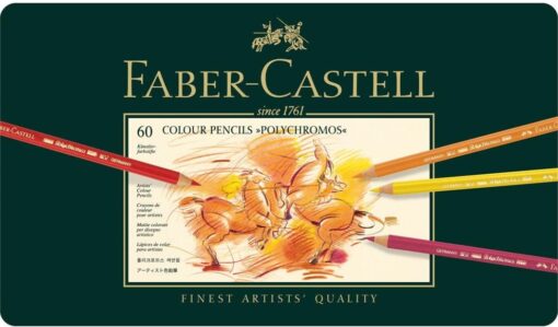 Faber-Castel 110060 Polychromos Colored Pencil Set In Metal Tin, 60 Pieces 60 Count (Pack of 1)