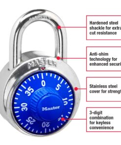 Alternative view of Combination Lock for Gym Lockers – Master Lock Locker Combination Padlock, Pack, Blue – The Ideal Combo Lock for School/Gym Locker Security