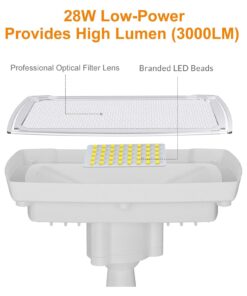 LEPOWER 3000LM Dusk to Dawn LED Security Light, 28W Flood Lights Outdoor with Photocell, 3000K Warm Light, IP65 Waterproof, 2 Adjustable Heads Exterior Outdoor Security Light for Garage, Backyard White 31 61vSpz BWL