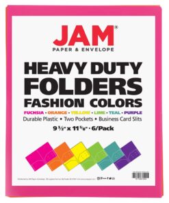 Alternative view of JAM PAPER Heavy Duty Plastic 2 Pocket Extra Tough School Folders - Assorted Fashion Colors - 6/Pack