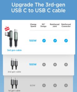 AINOPE 100W USB C to USB C Cable 10FT, USB C Charger Cable, USBC to USBC Cable Fast Type C Charging Cable Fits for iPhone 15 Pro Max Plus, MacBook Air/Pro, iPad Pro, Samsung Galaxy S23 A. 10FT Grey 1 28 61vVPmsjJCL