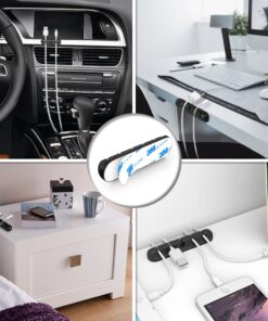 Cable Clips, 3 Packs Cord Management Organizer, Silicone Adhesive Hooks, Wire Cord Holder for Power Cords and Charging Accessory Cables, Mouse Cable, PC, Office and Home (7, 5 and 3 Slots) 24 61vXlgyVcWL