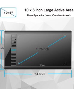 Graphics Drawing Tablet, UGEE M708 10 x 6 inch Large Drawing Tablet with 8 Hot Keys, Passive Stylus of 8192 Levels Pressure, UGEE M708 Graphics Tablet for Paint, Design, Art Creation Sketch Black 33 61va 4MyE7L