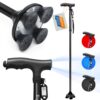 BigAlex Folding Walking Cane with LED Light,Pivoting Quad Base,Adjustable Walking Stick with Carrying Bag for Men/Women Black(33"-38") 39 61vbUjBXkL