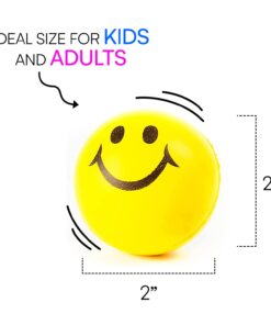 Neliblu 24 Pack Smile Stress Balls for Kids and Adults - 2" Stress Balls in Bulk - Neon Yellow Funny Face Squishy Balls to Support Anxiety - Fidget Toys, Party Favors, Goodie Bag Stuffers for Kids 22 61vcNwHQTnL