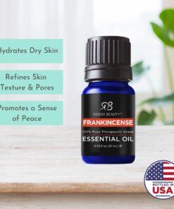 Radha Beauty Frankincense Essential Oil 10ml - 100% Pure & Therapeutic Grade, Steam Distilled for Aromatherapy, Relaxation, Supports Healthy Immune System & Nervous Function 0.33 Fl Oz (Pack of 1) 6 61vcYdLLZrL