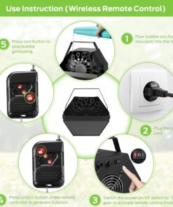 Theefun Bubble Machine: Wired and Wireless Remote Control Bubble Blower Machine with Over 800+ Bubbles/M, Plug-in Kids Bubble Machine for Parties Wedding Birthday-Indoor & Outdoor Use with AC Adapter 18 61vd1pU1VLS