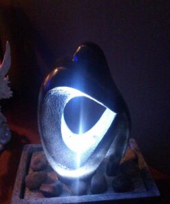 Modern Silhouette Zen Indoor Small Tabletop Water Fountain with 4-LED Light Cluster Faux Black Marble Stone 10" for Table Desk-Top Office Bedroom House Relaxation Living Room - John Timberland 26 61vegVOxjcL