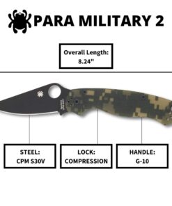 Spyderco Para Military 2 Signature Camo Knife with 3.42" CPM S30V Black Steel Blade and Durable G-10 Handle - PlainEdge - C81GPCMOBK2 35 61vezL9OnzL