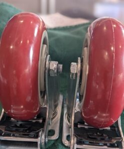 ABSLIMUS 4 inch Heavy Duty Casters Load 2400lbs, Lockable Bearing Plate Caster Wheels with Brakes, 360-degree Swivel Casters for Furniture and Workbench Cart, Set of 4 (Free Screws and a Spanner) 4 inch Red 34 61vn5vBGtVL