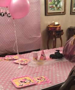 Unique Industries Dotted Rectangular Plastic Table Cover, 54" x 108", Light Pink 22 61vs6Iz4JfL