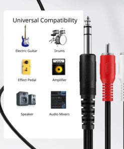 TNP Premium 1/4 Inch (6.35mm) TRS to Dual RCA Cable 3 Feet Balanced TRS Cable 1/4 Inch to 2 RCA Y Splitter, Red and White Male RCA to 1/4 Adapter Headphone Jack 10 61vtINyshiL 1