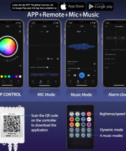 AILBTON Led Strip Lights,60ft Music Sync Color Changing, Built-in Mic,Bluetooth App Control LED Tape Lights with Remote,5050 RGB Rope Light Strips 60FT 21 61vtfFxekzL