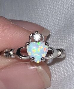 Oxford Diamond Co Sterling Silver Irish Claddagh Simulated Gemstone Promise Ring Available Lab Created White Opal 7 28 61vufywJJ4L