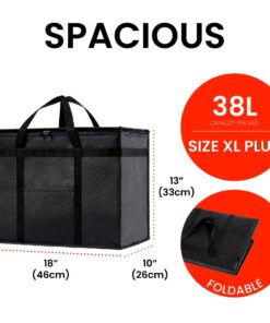 NZ home Insulated Cooler Bag and Food Warmer (XL Plus, 2 Pack) for Food Delivery & Grocery Shopping with Zippered Top, Black XL Plus 31 61vw4P45J1L