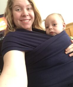 Boba Baby Wrap Carrier Newborn to Toddler - Stretchy Baby Wraps Carrier - Baby Sling - Hands-Free Baby Carrier Wrap - Baby Carrier Sling - Baby Carrier Newborn to Toddler 7-35 lbs (Navy Blue) Navy Blue 29 61vwXKskD9L