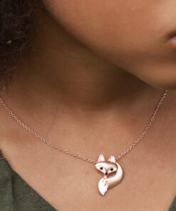 Alternative view of World End Imports Cute Little Fox Head and Tail on 18'' Link Chain Necklace with 3'' Extension