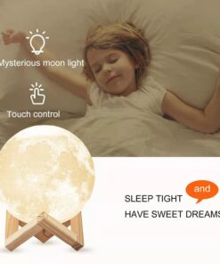 Ehobroc Moon Lamp 5.9 inch Moon Light Ball 3D Moon Lamp 3 Colors Moon Night Light, Touch&Remote Control LED Glowing Moon Globe Light, Christmas Gift for Kids Lover Children Parents Birthday Gifts 27 61w ufeb3NL
