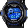 FANMIS Mens Military Multifunction Digital Watches 50M Water Resistant Electronic 7 Color LED Backlight Black Sports Watch a-Blue 8 61w yuxEMbL