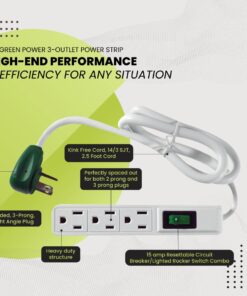 GoGreen Power (GG-13002MS) 3 Outlet Power Strip, White, 2.5 Ft Cord Pack of 1 19 61w1v4tOSsL