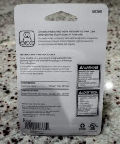 GE 3-Outlet Extender, Grounded Wall Tap, Adapter Spaced, 3-Prong, Multiple Plug, Power Splitter, Cruise Essentials, Use for Home Office School Dorm, UL Listed, White, 58368 1 Pack 3 Outlet | 3-Prong Cube 57 61w1v8 8D6L