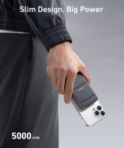 Anker Magnetic Battery, 5,000mAh Foldable Magnetic Wireless Portable Charger with Stand and USB-C (On The Side), Only for iPhone 15/15 Plus/15 Pro/15 Pro Max, iPhone14/13 Serie Interstellar Gray 43 61w51pWXuIL