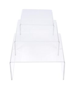 SimbaLux Acrylic Display Risers Clear Stand Set of 3 Medium Low Profile Tiered for Showcasing Food, Cupcake, Dessert, Candy, Jewelry, Figurines, Photos, Retail & Home Decoration, Durable & Steady 18 61w67XkzbZL