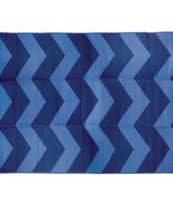 Camco Large Reversible Outdoor Patio Mat - Easy to Clean, Perfect for Picnics, Cookouts, Camping, and The Beach (6' x 9', Blue Chevron Design) (42878) 6' x 9'
