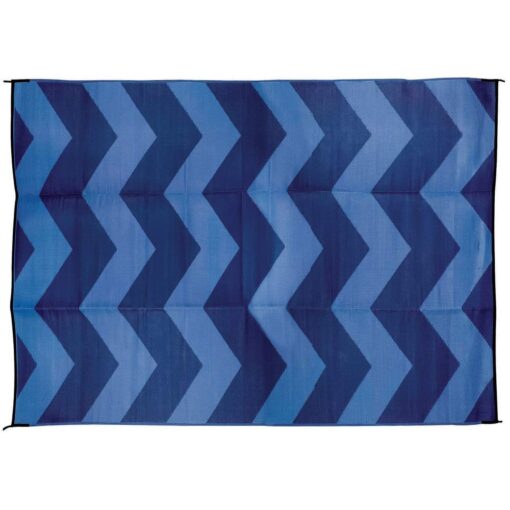 Camco Large Reversible Outdoor Patio Mat - Easy to Clean, Perfect for Picnics, Cookouts, Camping, and The Beach (6' x 9', Blue Chevron Design) (42878) 6' x 9'